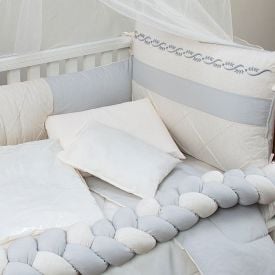 Kit Berço 9 Peças Tiquinho Baby  - Cinza