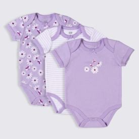 Kit Boby Bebê 3 Peças Yoyo Baby Lilas Margaridas