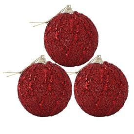 Kit Bolas De Natal Losângulo Com 3 Unidades 8 Cm Havan Casa - Vermelho