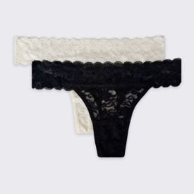 Kit Calcinha Fio Dental De Renda Com 2 Unidades Holla