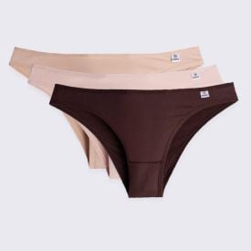 Kit Calcinha Tanga DelRio De Microfibra Com 3 Unidades Capuccino K142