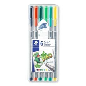 Kit Caneta Fineliner Triplus Dino Staedtler - 6 Peças