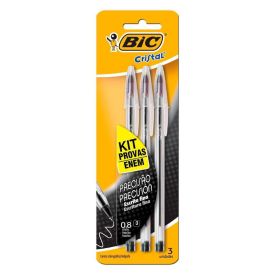 Kit Canetas Pretas de Precisão para Enem 0.8Mm Bic - 3 Unidades