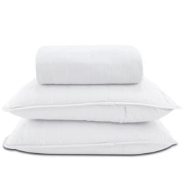 Kit Colcha Casal 100% Poliéster Elegance Lisa Havan Casa 3 Pçs - Branco