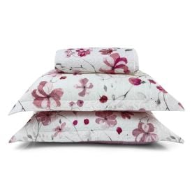 Kit Colcha Casal 100% Poliéster Versalhes Havan Casa 3 Pçs - Garden Rosa Floral