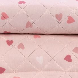 Kit Colcha Casal Estampada Versalhes Havan Casa 3 Peças - Corações Rose