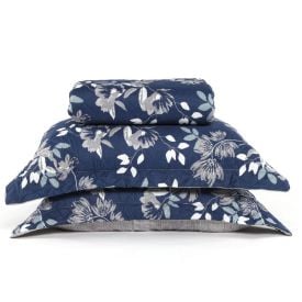 Kit Colcha Casal Estampada Versalhes 3 Peças Havan Casa - Madri Cinza Floral 