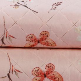 Kit Colcha Casal Estampada Versalhes Havan Casa 3 Peças - Floral Borboleta Rose