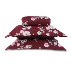 Kit Colcha Casal Estampada Versalhes Havan Casa 3 Peças - Floral Vinho