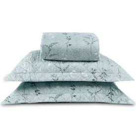Kit Colcha Casal Estampada Versalhes Havan Casa 3 Peças - Folhagens Verde