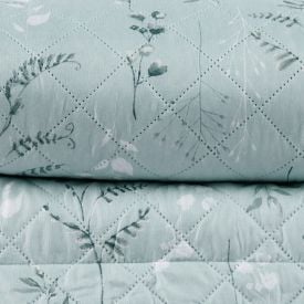 Kit Colcha Casal Estampada Versalhes Havan Casa 3 Peças - Folhagens Verde