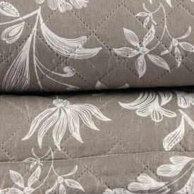Kit Colcha Casal Versalhes Estampada Havan Casa 3 Peças - Floral Taupe