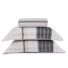 Kit Colcha King Estampada Versalhes Havan Casa 3 Pçs - Valencia Cinza Geo 