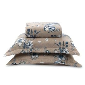 Kit Colcha Queen Estampada Versalhes Havan Casa 3 pçs - Floral Azul Linho