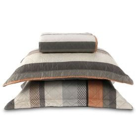 Kit Colcha Queen Estampada Versalhes Havan Casa 3 pçs - Cinza e Bege