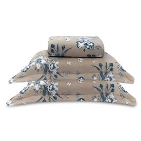 Kit Colcha Queen Estampada Versalhes Havan Casa 3 pçs - Floral Azul Linho