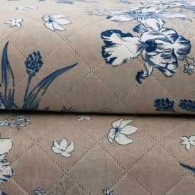 Kit Colcha Queen Estampada Versalhes Havan Casa 3 Peças - Floral Azul Linho