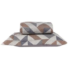 Kit Colcha Solteiro Versalhes Estampada Havan Casa 2 pçs - Bege Com Cinza