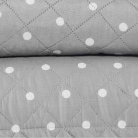 Kit Colcha Solteiro Poá Versalhes Havan Casa 2 Peças - Cinza Amianto