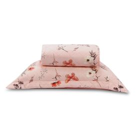 Kit Colcha Solteiro Estampada Versalhes Havan Casa 2 pçs - Floral Borboleta Rose