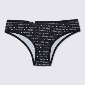 Kit Com Duas Calcinhas Cotton Estampado Holla Pto Est Love/Bco