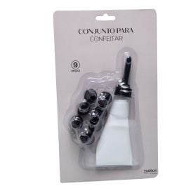 Kit De Confeiteiro Com Saco Decorador E 8 Bicos - Preto