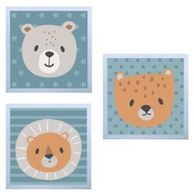Kit De Quadros Decor Baby 3 Peças - Safari