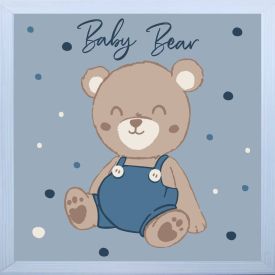 Kit De Quadros Decor Baby 3 Peças - Teddy Azul