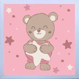 Kit De Quadros Decor Baby 3 Peças - Teddy Rosa