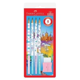 Kit Escolar Básico 4 Lápis E 1 Borracha Faber Castell - Tons Pastel
