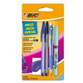 Kit Escolar Bic 2 Canetas + 1 Lapiseira + 1 Marcador + 1 Borracha - 935275