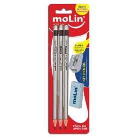 Kit Escolar Pencil Cinza Molin 5 Peças - 13232S