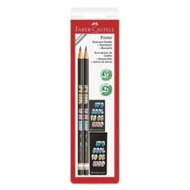 Kit Escolar Faber Castell Com Lápis + Apontador + Borracha - Preto