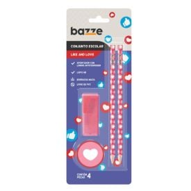 Kit Escolar Like And Love Bazze 4 Peças - Sortido