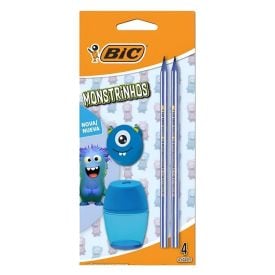 Kit Escolar Monstrinhos Azul Bic 4 Peças - 530080