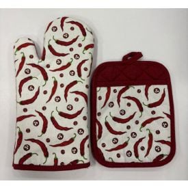 Kit Luva 18Cmx33cm + Pegador 18Cmx23cm Estampado - PIMENTAS
