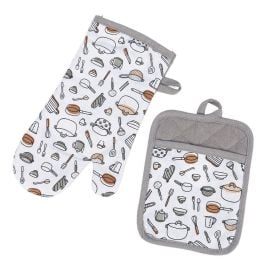 Kit Luva e Pegador de Panelas Napoli Jolitex - Cinza Utensílios