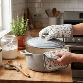 Kit Luva e Pegador de Panelas Napoli Jolitex - Cinza Utensílios