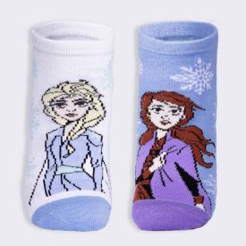 Kit Meia 2 Pares Cano Curto Frozen Disney