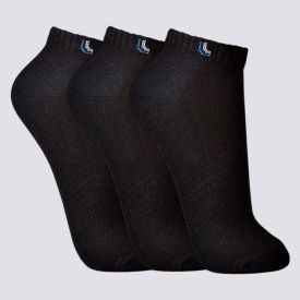 Kit com 3 Pares Meia Soquete Lupo - Preto/Preto/Preto