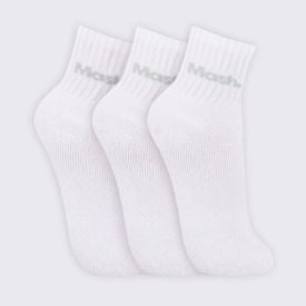 Kit Meia Feminina Cano Curto Esportivo com 3 Pares Mash - Branco 34/38