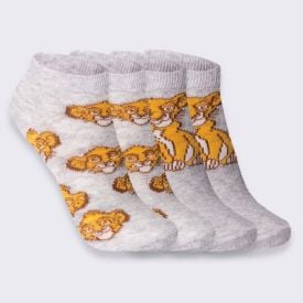Kit Meia Infantil Com 2 Pares Cano Curto Simba Disney