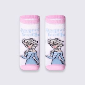 Kit Meia Infantil Com 2 Pares Cano Curto Elsa Disney