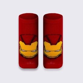 Kit Meia Infantil Com 2 Pares Cano Curto Homem De Ferro Marvel Vermelho