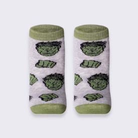 Kit Meia Infantil Com 2 Pares Cano Curto Hulk Marvel Cinza