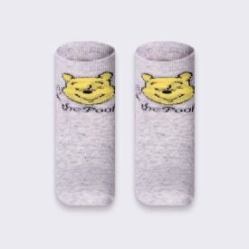 Kit Meia Infantil Com 2 Pares Cano Curto Ursinho Pooh Disney Cinza