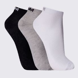 Kit Meia Masculina com 3 Pares Cano Curto Mash - Br/Mc/Pt 39/44