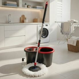 Kit Mop Giratório Pro Powermaid 13L Camesa - Vermelho com Cinza