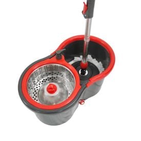 Kit Mop Giratório Pro Powermaid 13L - Vermelho com Cinza