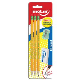 Kit Pencil Com Lápis + Borracha E Apontador Molin - 13232